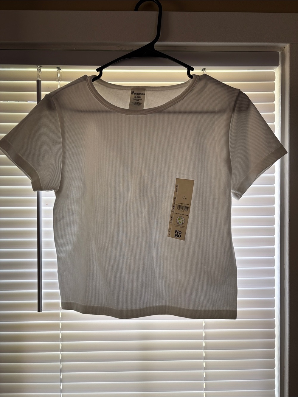 No Boundaries White Ribbed Short Sleeve Tee